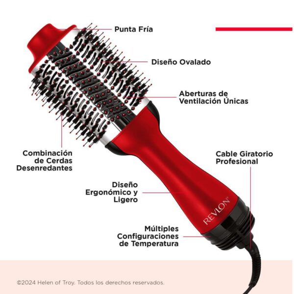 Cepillo Secador  Revlon one step volumizer titanium rojo - Imagen 5