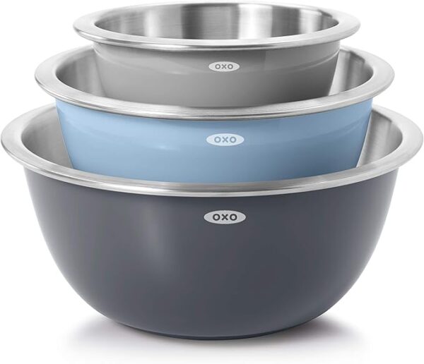 Juego de bowls OXO Good Grips 3 piezas acero inoxidable aislado