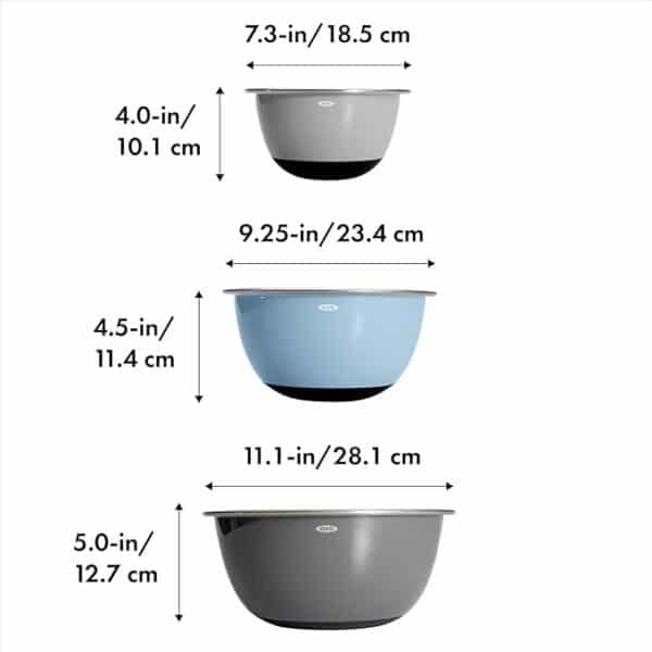 Juego de bowls OXO Good Grips 3 piezas acero inoxidable aislado - Imagen 6